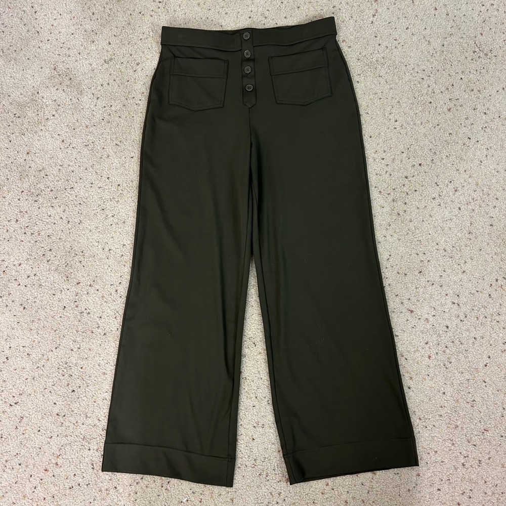 Halara Wide Leg Pants Olive Green Pull On High Waisted Size XL Women's